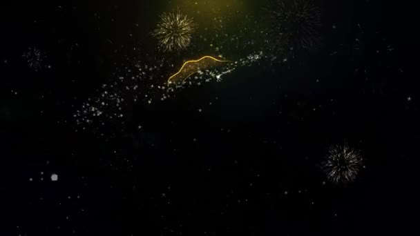 Bändchen-Symbol auf Goldpartikelfeuerwerk. — Stockvideo