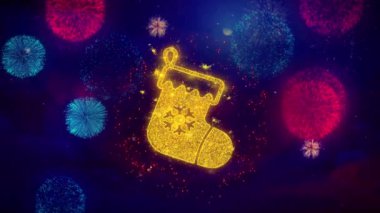 Renkli Havai Fişek Parçacıkları Noel Çorap Pictogram Çorap Simge Sembolü.