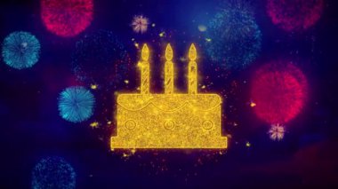 Renkli Havai Fişek Parçacıkları Doğum Günü Pastası Simge Sembolü.