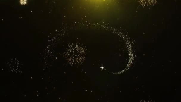 Trophy Win Cup Icon on Firework Display Explosion Particles. — Stock Video