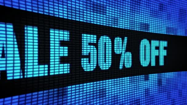 Verkoop 50 procent off side tekst scrollen LED muur Pannel display tekenbord — Stockvideo