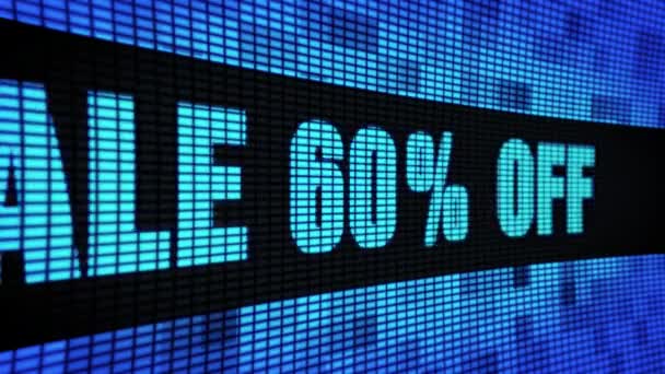 Sale 60 Percent Off Side Text Scrolling LED Wall Pannel Display Sign Board — Stock Video