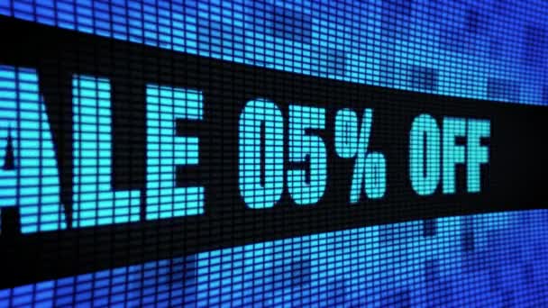 Sale 05 Percent Off Side Text Scrolling LED Wall Pannel Display Sign Board — Stock Video