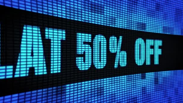 Flat 50 Percent Off Side Text Scrolling LED Wall Pannel Display Sign Board — Stock Video