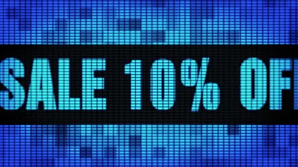 Verkauf 10 Prozent Rabatt auf den vorderen Text Scrollen LED-Wand-Panel-Anzeigetafel — Stockvideo