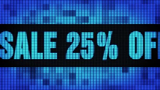Продаж 25 відсотків переднього тексту Прокрутка світлодіодних настінних панелей дисплея — стокове відео