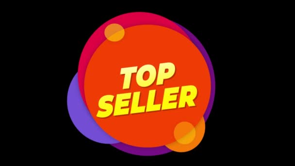 Top Seller Text Aufkleber bunt Verkauf Popup Animation. — Stockvideo