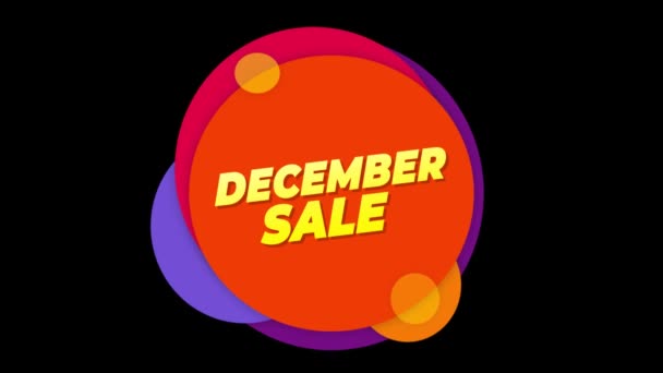 December verkoop tekst sticker kleurrijke verkoop pop-up animatie. — Stockvideo