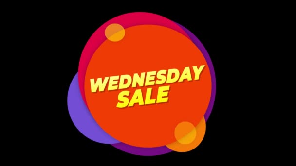 Wednesday Sale Text Sticker Colorful Sale Popup Animation. — Stock Video