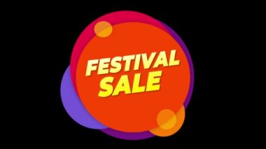 Festival Satılık Metin Sticker Renkli Satış Popup Animasyon.