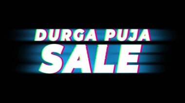 Durga Puja Satılık Metin Vintage Glitch Etkisi Promosyon .