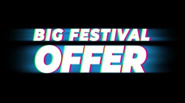 Büyük Festival Teklif Metin Vintage Glitch Etkisi Promosyon .
