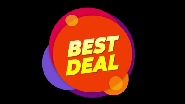 Best Deal Text Aufkleber bunten Verkauf Popup-Animation. — Stockvideo