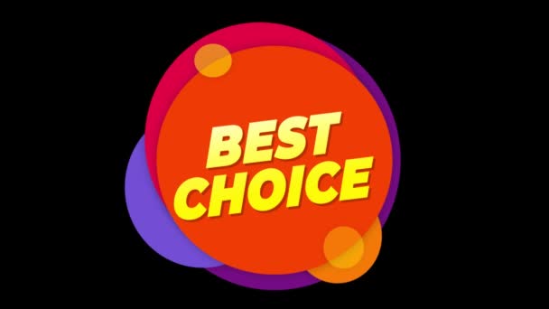 Melhor escolha texto adesivo colorido venda Popup animação . — Vídeo de Stock