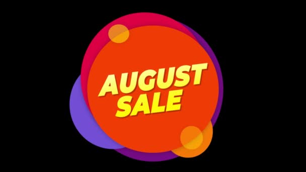 August Sale Text Sticker Colorful Sale Popup Animation. — Stock Video