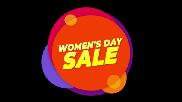 Womens Day Sale Texto Plana Adesivo colorido Popup Animação . — Vídeo de Stock