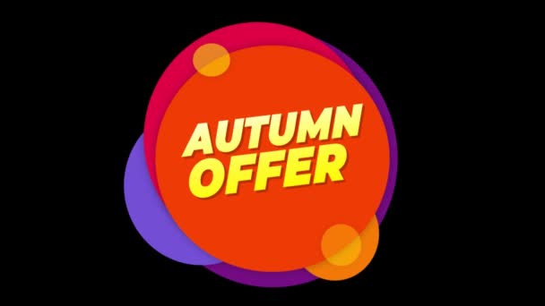 Herbst angebot text aufkleber bunt verkauf popup animation. — Stockvideo