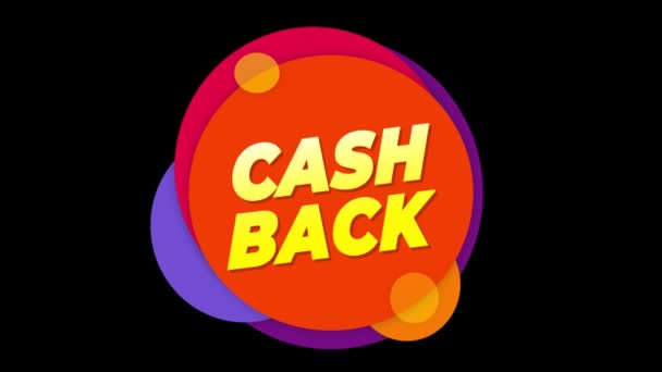 Cash Back Text Наклейка Барвистий продаж спливаючої анімації . — стокове відео