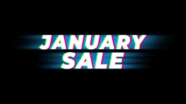 Januari försäljning text Vintage glitch effekt promotion . — Stockvideo