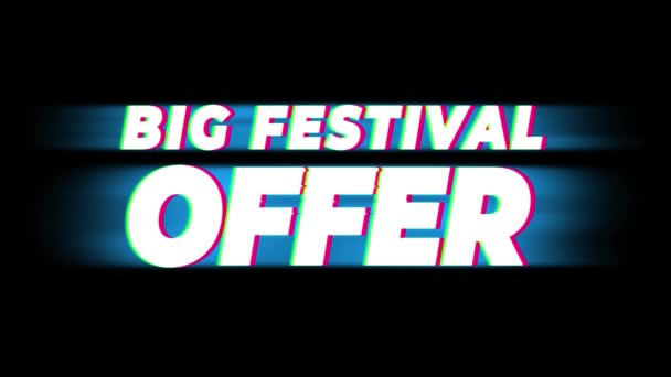 Big Festival Offre Texte Vintage Glitch Effect Promotion  . — Video