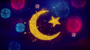 Star ve Hilal sembolü İslam dini Simge Sembol Renkli Havai Fişek Parçacıklar.