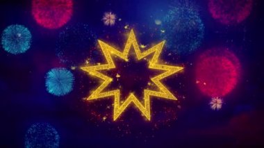 Bahai Nine renkli havai fişek parçacıkları üzerinde yıldız Bahaizm Simge Sembolü sivri.