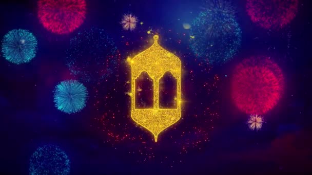 Islamic Islam Religious Monument Monuments Icon Symbol On Colorful Fireworks Particles