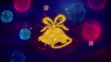 Renkli Havai Fişek Parçacıkları Noel Kurdele Bow Bells Simge Sembolü.