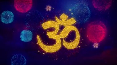 Hinduizm, meditasyon, om, yoga hindu sembolü, Renkli Havai Fişek Parçacıkları hint din Simge Sembolü.
