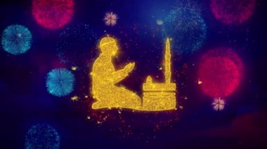 İslami, dua, dua, ramazan, renkli havai fişek parçacıkları üzerinde din Simge Sembolü.