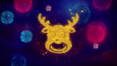 Renkli Havai Fişek Parçacıkları Noel Ren Geyiği Xmas Geyik Simgesi Sembol.