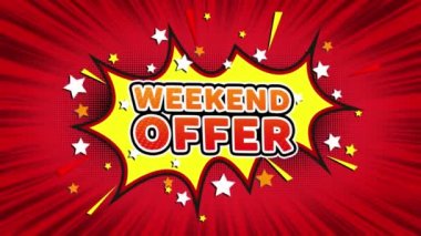 Hafta sonu Teklif Metin Pop Art Style Comic Expression.