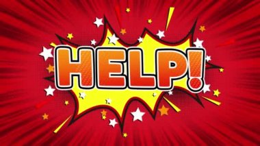 Yardım Metin Pop Art Style Comic Expression.