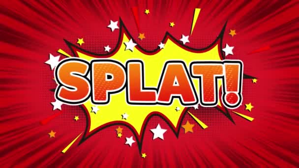 Splat tekst pop art style komiks wyrażenie. — Wideo stockowe