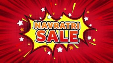 Navratri Satılık Metin Pop Sanat Stil Comic Expression.