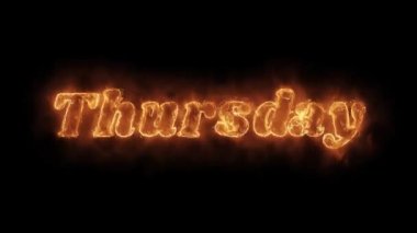 Perşembe Word Sıcak Animasyonlu Yanan Gerçekçi Yangın Alev Loop.