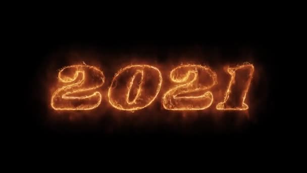 New Year 2021 Word Hot Animated Burning Realistic Fire Flame Loop. — Stock Video