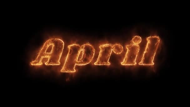 April Word Hot geanimeerde brandende realistische Fire Flame loop. — Stockvideo