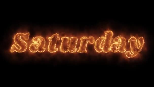 Saturday Word Hot Animated Burning Realistic Fire Flame Loop. — Stok Video
