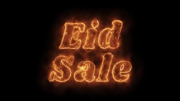 Eid venta palabra caliente animado quema fuego realista llama lazo . — Vídeo de stock