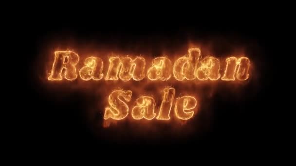 Ramadan prodej slovo aktivní animovaný pálení realistický ohnivý plamen. — Stock video