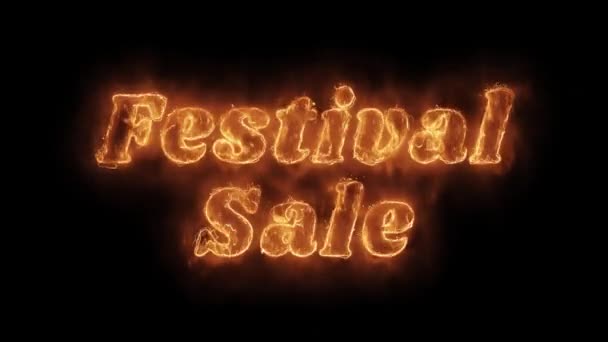 Festival Sale Wort heiß animierte brennende realistische Feuer Flammenschleife. — Stockvideo