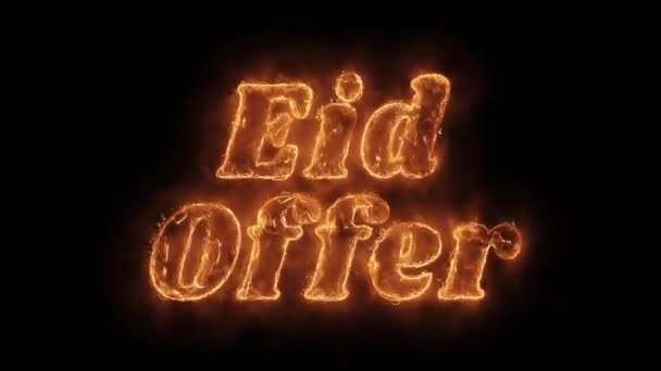 Eid Offer Word Hot Animated Burning Realistic Fire Flame Loop. — Stock Video