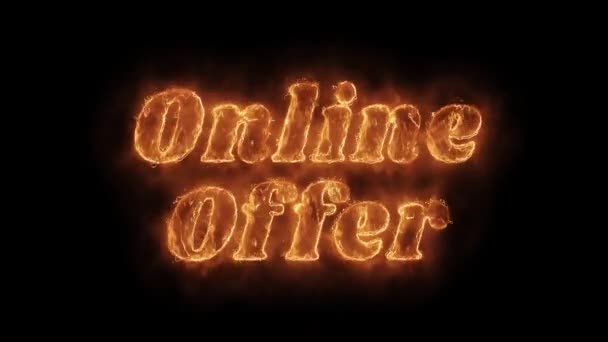 Online Offer Word Hot Animated Burning Realistic Fire Flame Loop. — Stock Video