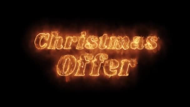 Christmas Offer Word Hot Animated Burning Realistic Fire Flame Loop. — Stock Video