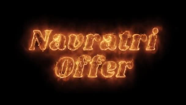 Navratri Offer Word Hot Animated Burning Realistic Fire Flame Loop. — Stock Video