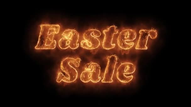 Easter Sale Word Hot Animated Burning Realistic Fire Flame Loop. — Stock Video