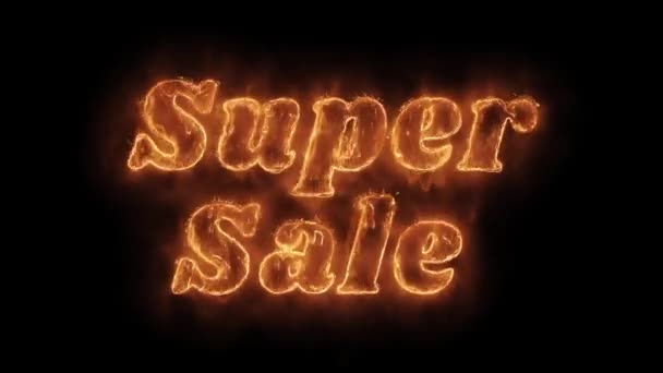 Super Sale Wort heiß animierte brennende realistische Feuer Flammenschleife. — Stockvideo