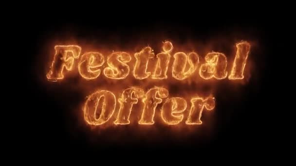 Festival oferta palabra caliente animado quema fuego realista llama lazo . — Vídeo de stock