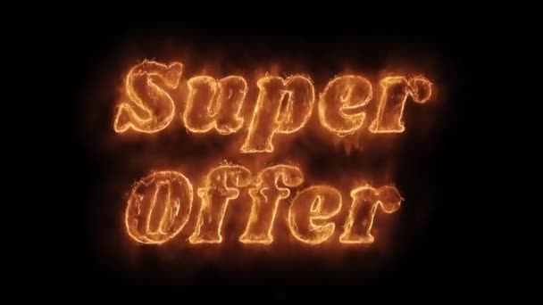 Super Offer Word Hot Animated Reaging Fire Loop . — стоковое видео